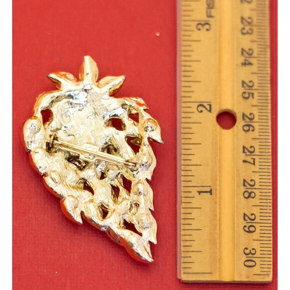 Vintage Art Nouveau Leaf Bush Floral Brooch - F40 - Picture 2 of 2